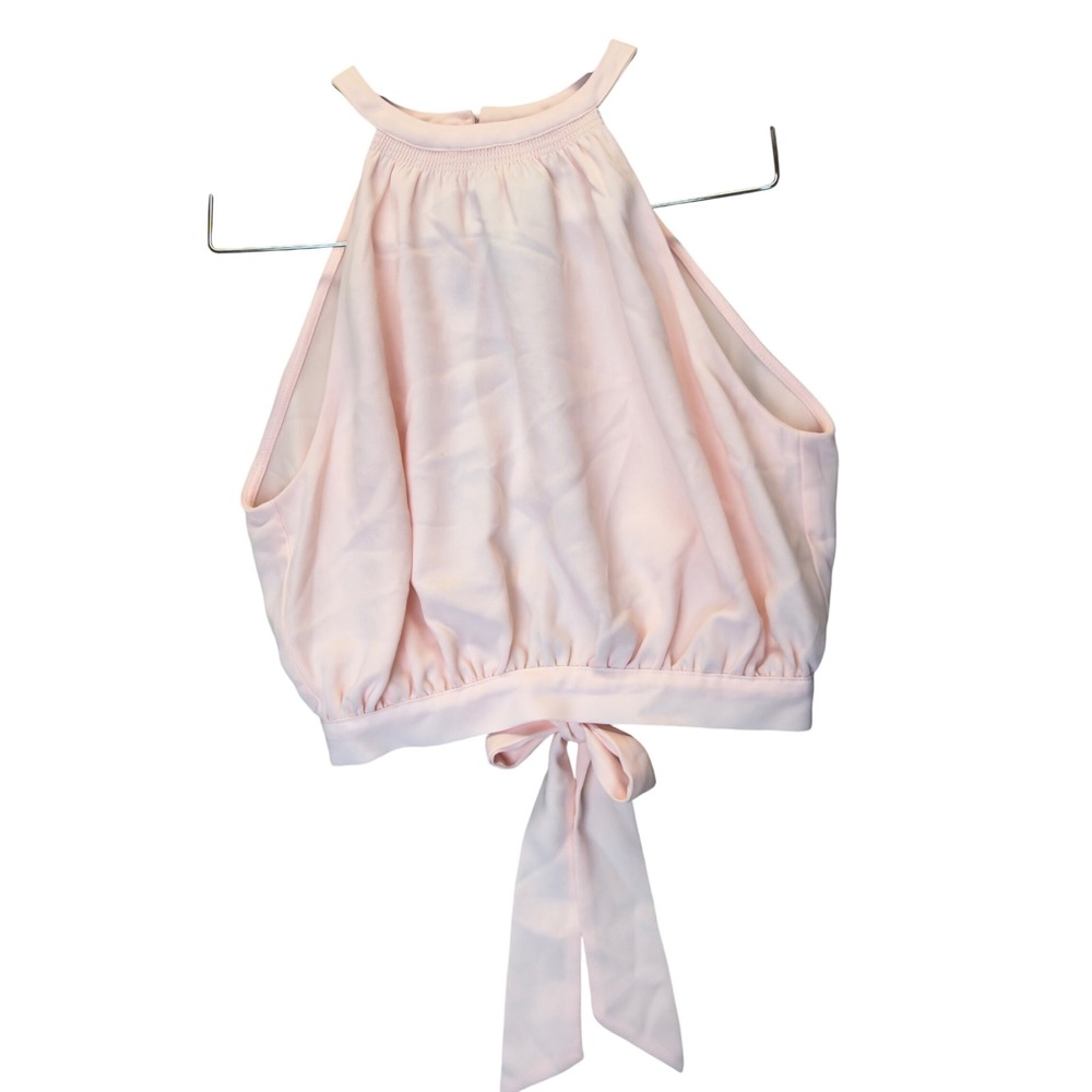 Wilfred Aritzia Pink Halter Crop Top Open Back Tie Hem XS